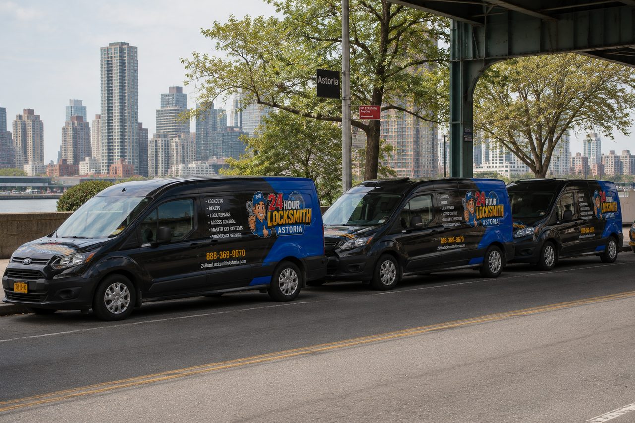 24 Hour Locksmith Bayside vans near the Bayside marina and Little Neck Bay